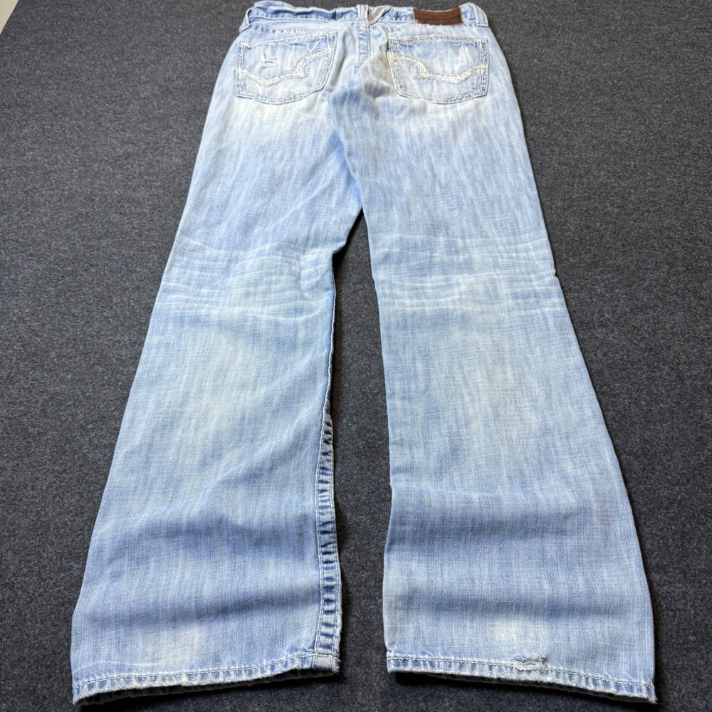 Big Star Pioneer Jeans Mens 30R Light Wash Distressed Bootcut Buckle Exclusive